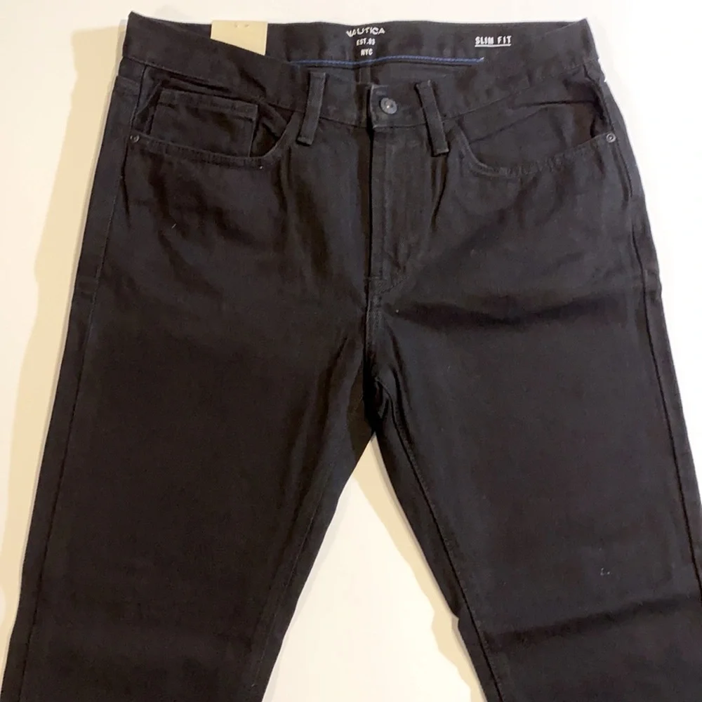 Nautica SZ 32 x 30 Black Slim Fit Denim Jeans New D34 - Picture 4 of 13